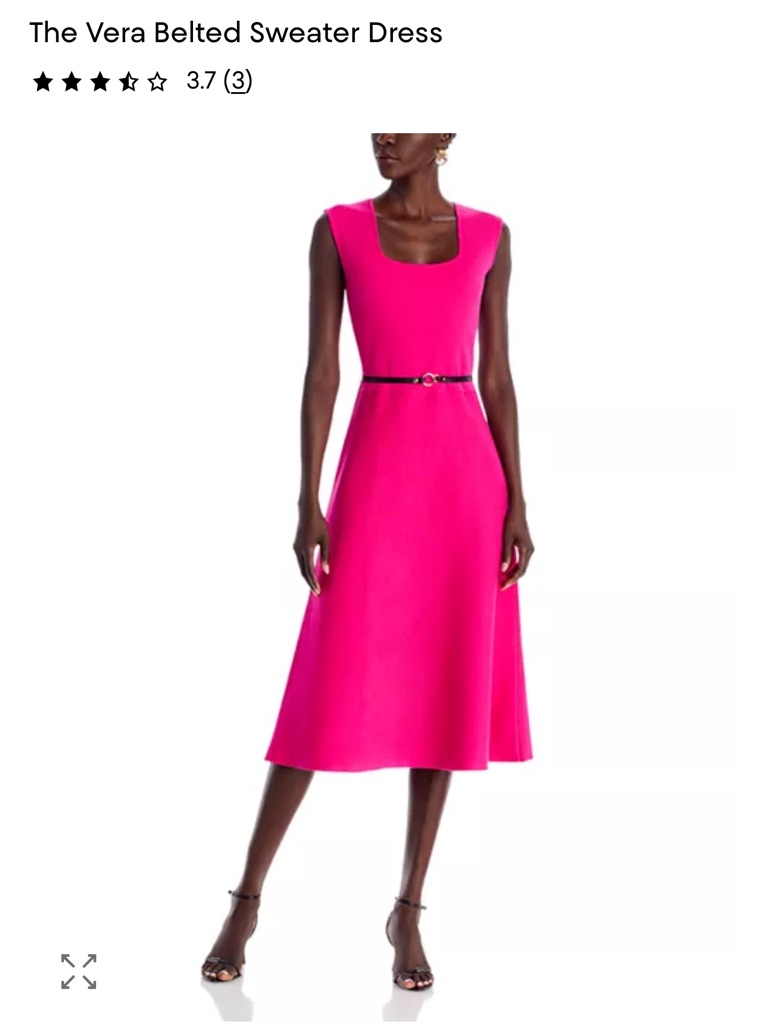 Elie Tahari Hot Pink Sleeveless Midi Belted Dress